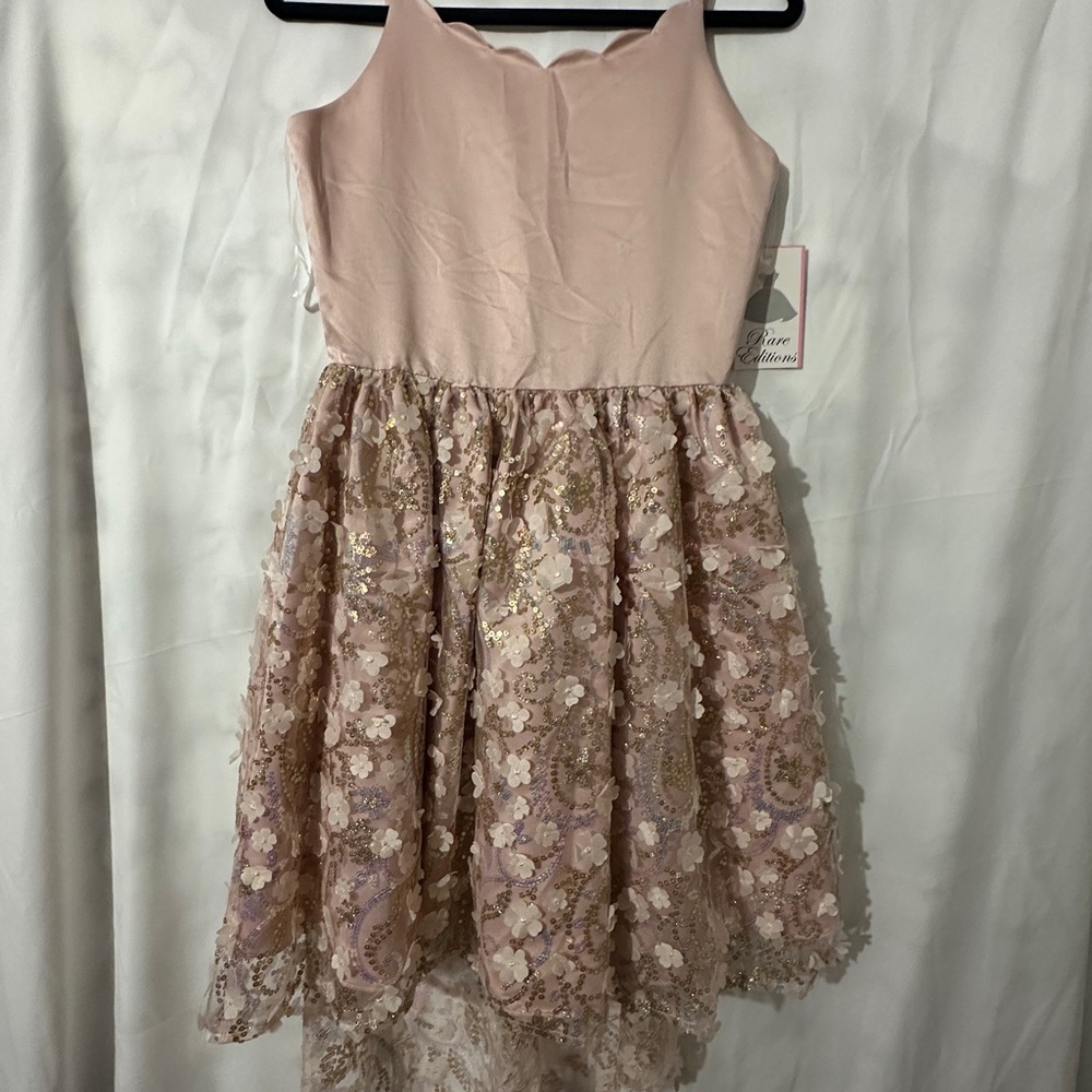 ✨ NWT Rare Editions Blush Pink Embellished High-Low Dress - Size 16 ✨